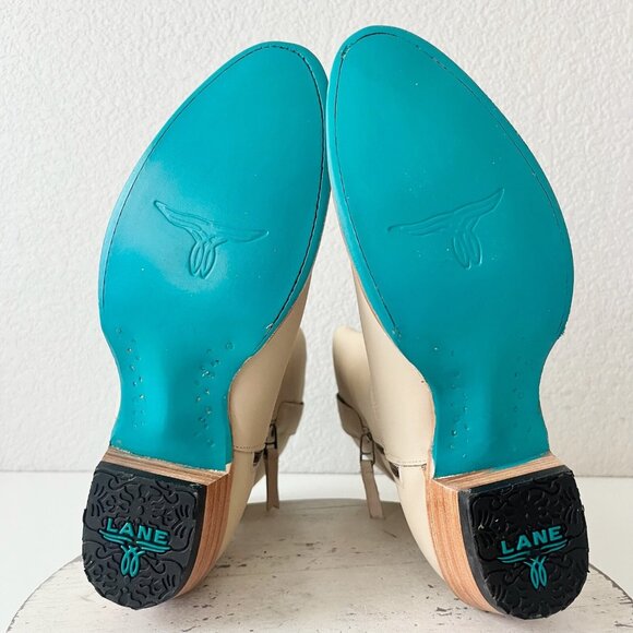 Lane PLAIN JANE Womens Cowboy Boots 10 Ivory Western Midi Boots Cowgirl Short - Picture 8 of 11